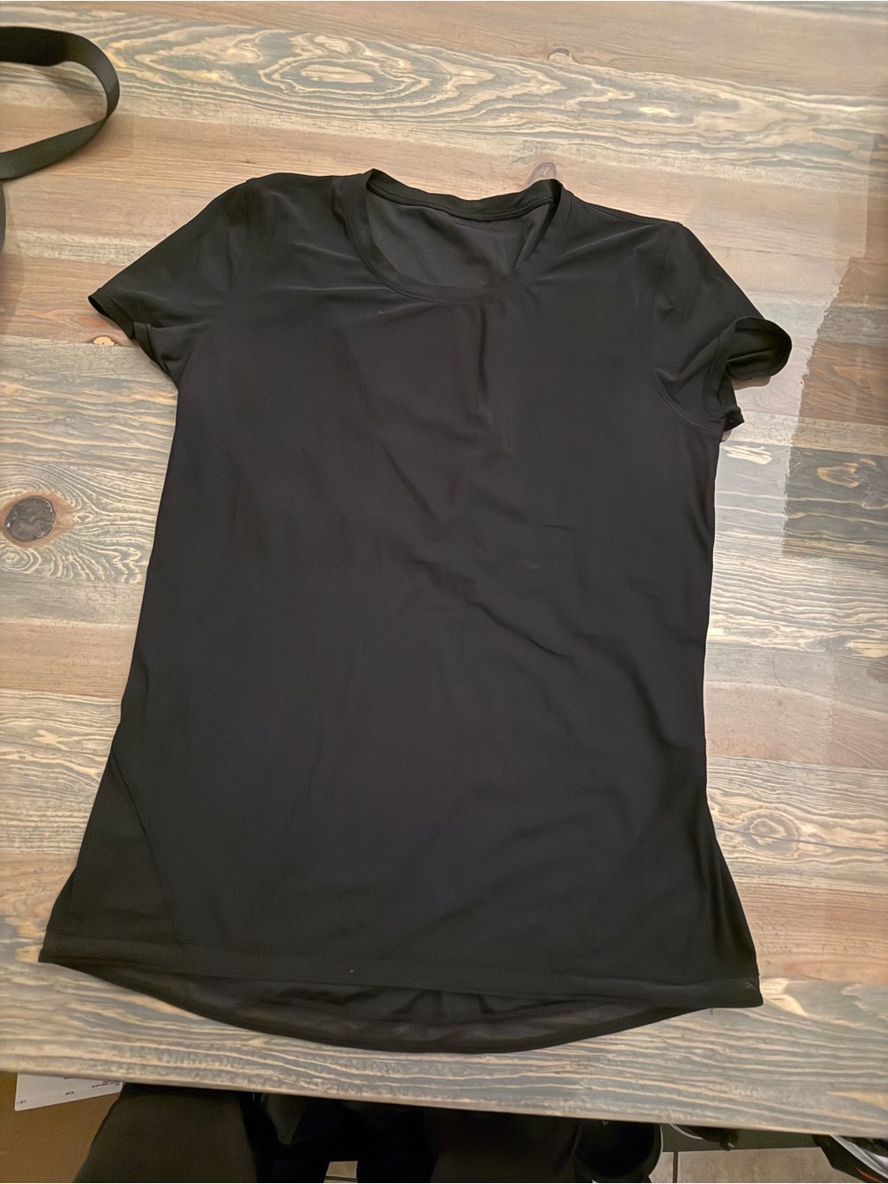 Lululemon Black Crewneck athletic Tee mesh accents